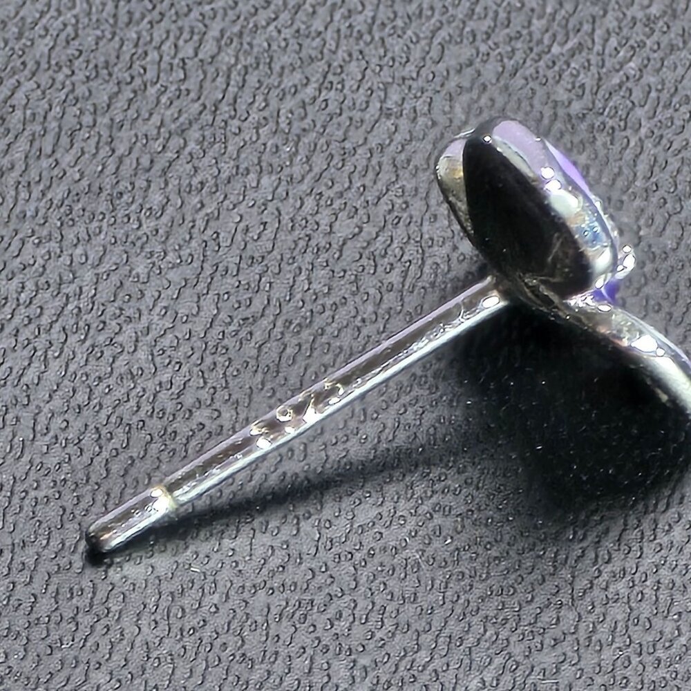 Sterling Silver Purple Enamel Flower Stud Earrings (NWOT) - Picture 4 of 6